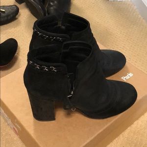 Chanel black suede booties